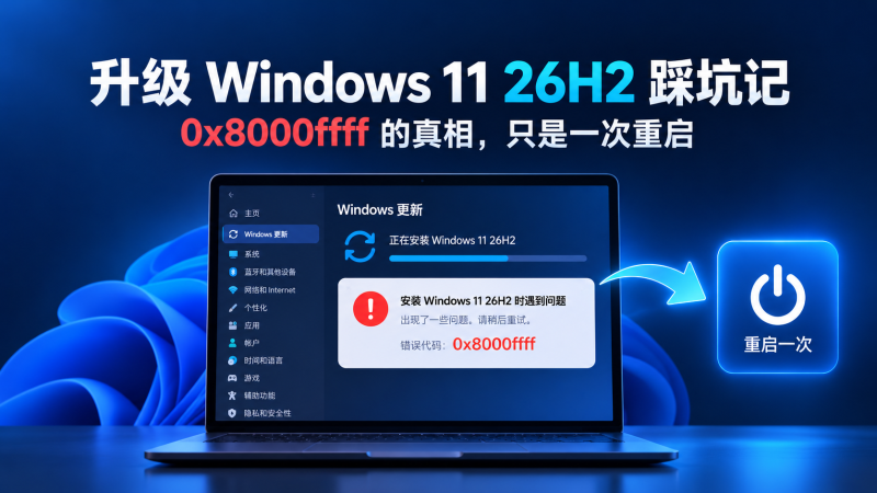 升级 Windows 11 26H2 踩坑记：0x8000ffff 的真相，只是一次重启-dunap的个人博客